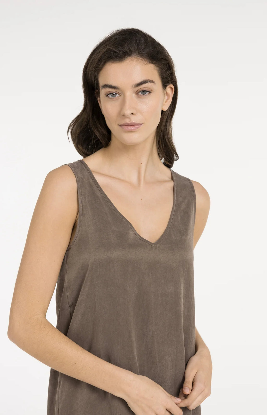 Dress with Crinkle Texture and V-Neck Yaya