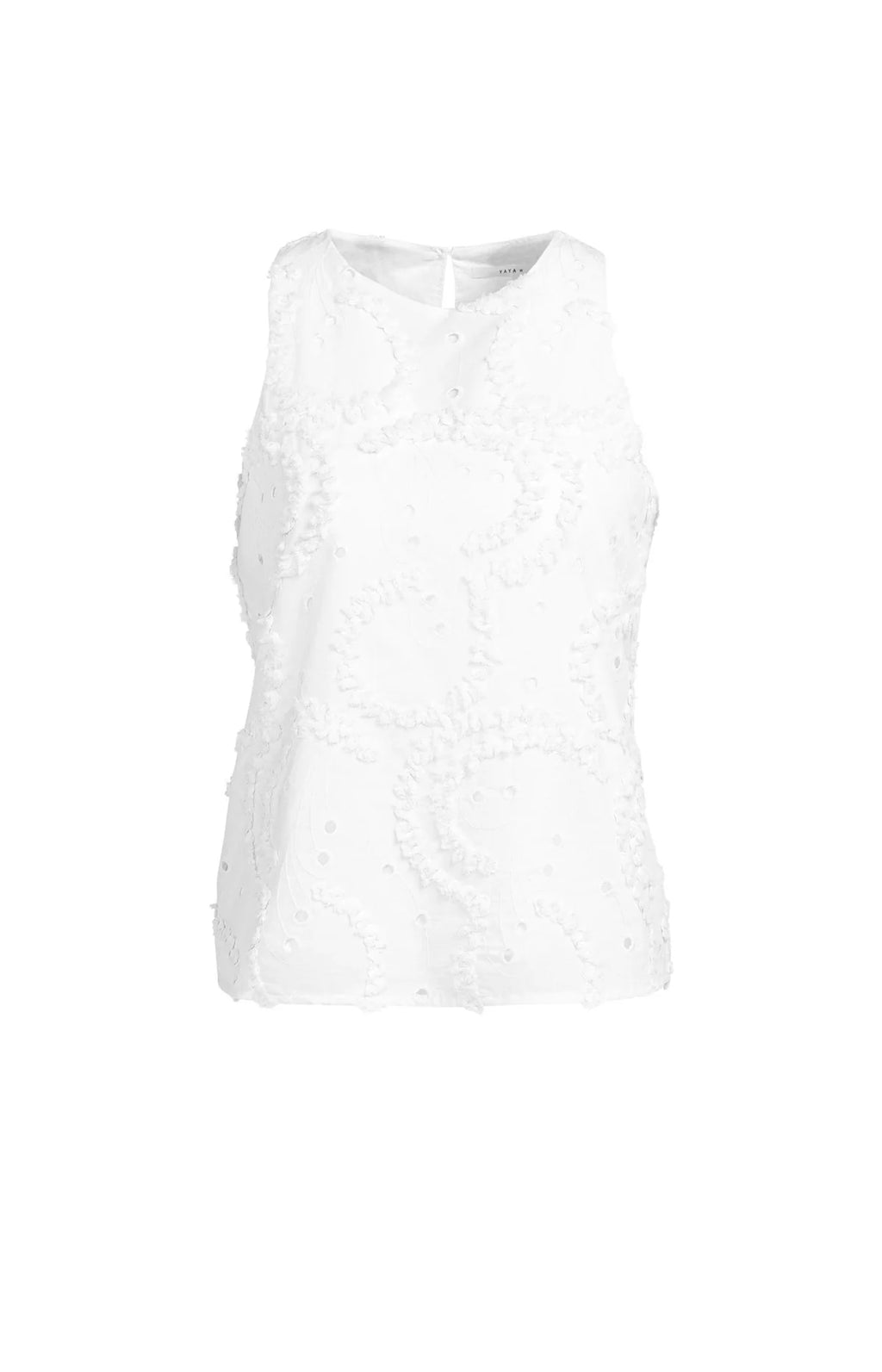 Embroidered Sleeveless Top with Round Neckline Yaya