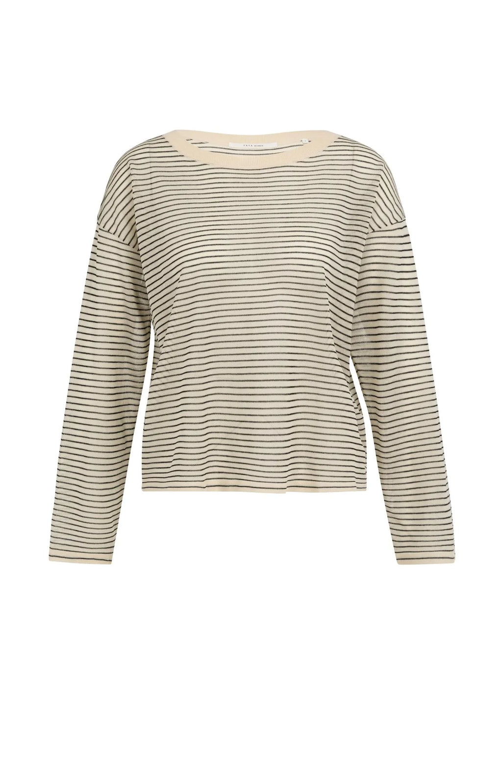 Fine-Knitted Striped Sweater with Sheer Finish Yaya