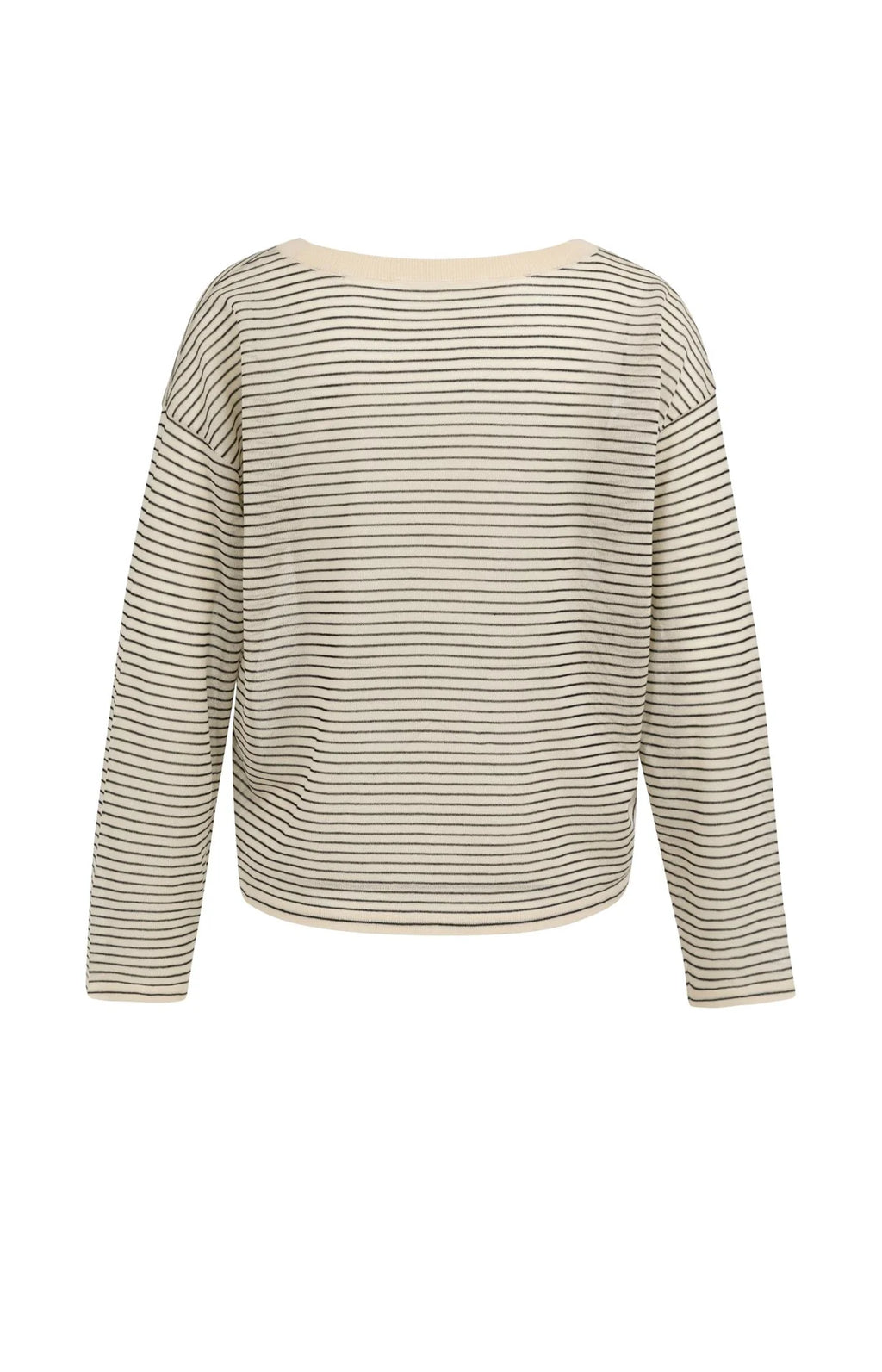 Fine-Knitted Striped Sweater with Sheer Finish Yaya