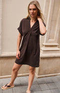 Jersey dress with pleated puff sleeves Yaya