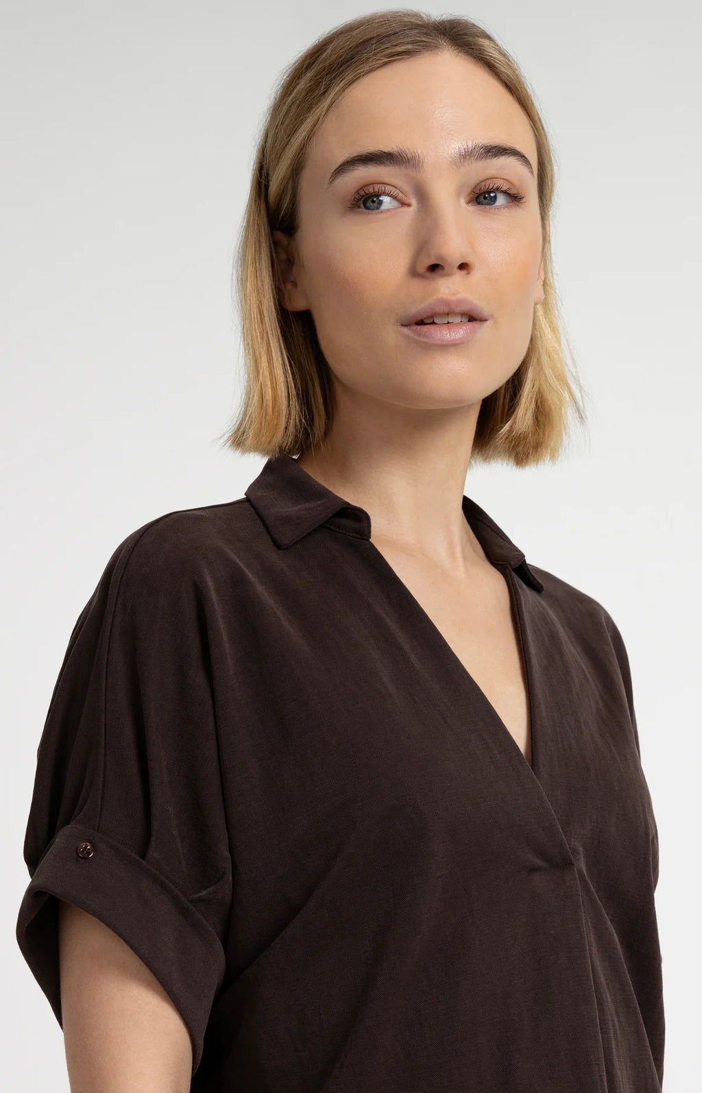 Jersey dress with pleated puff sleeves Yaya