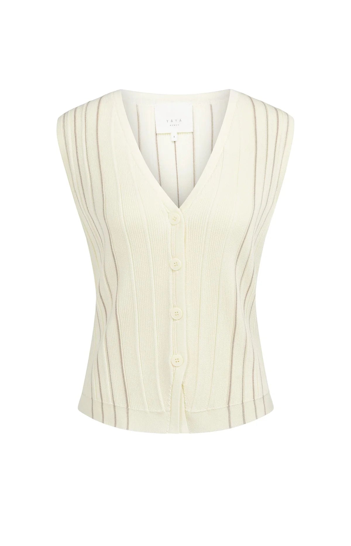 Knitted gilet with V-neck and stripe design Yaya
