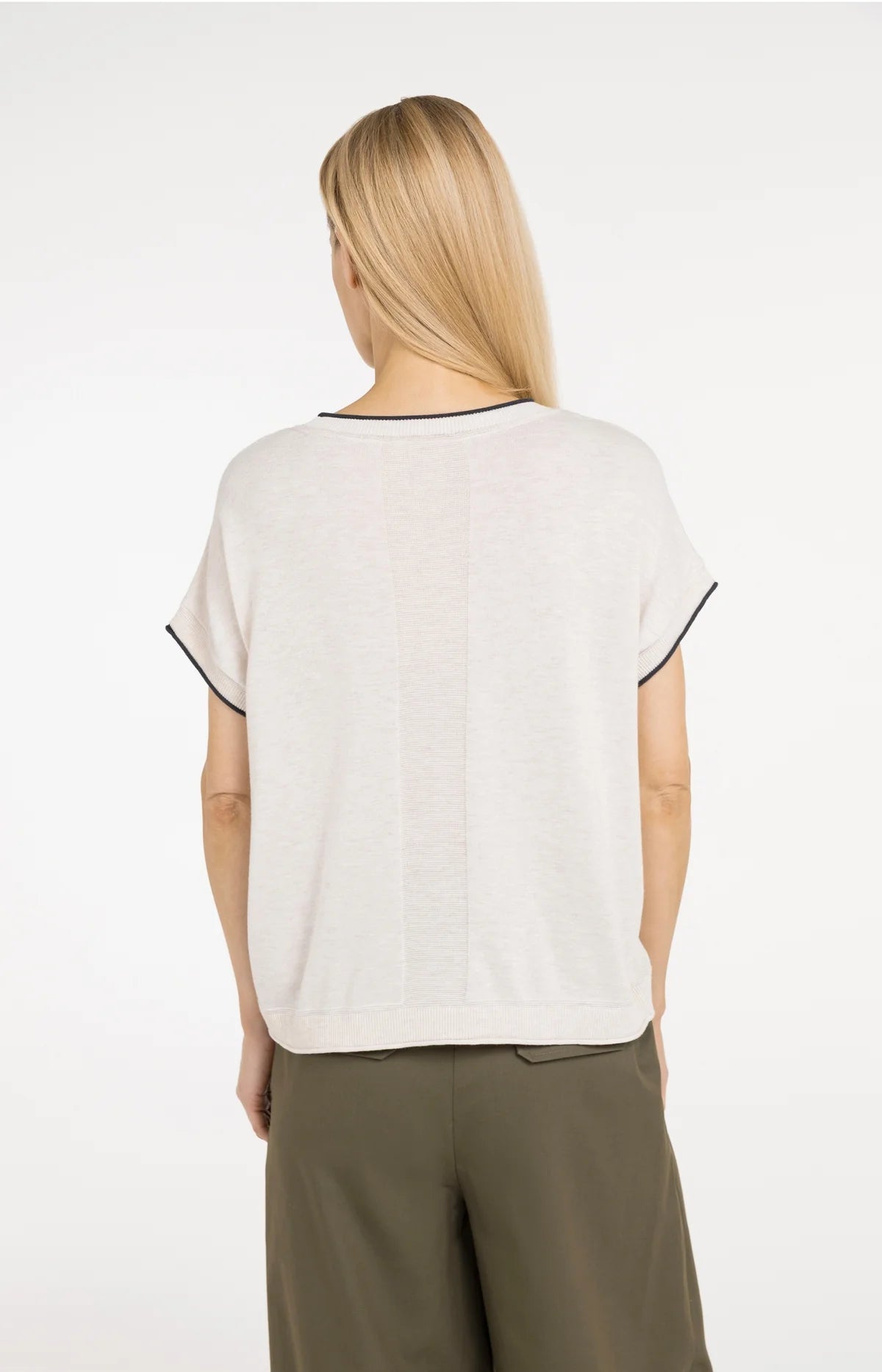 Knitted Top with Short Sleeves and Rolled Edges Yaya