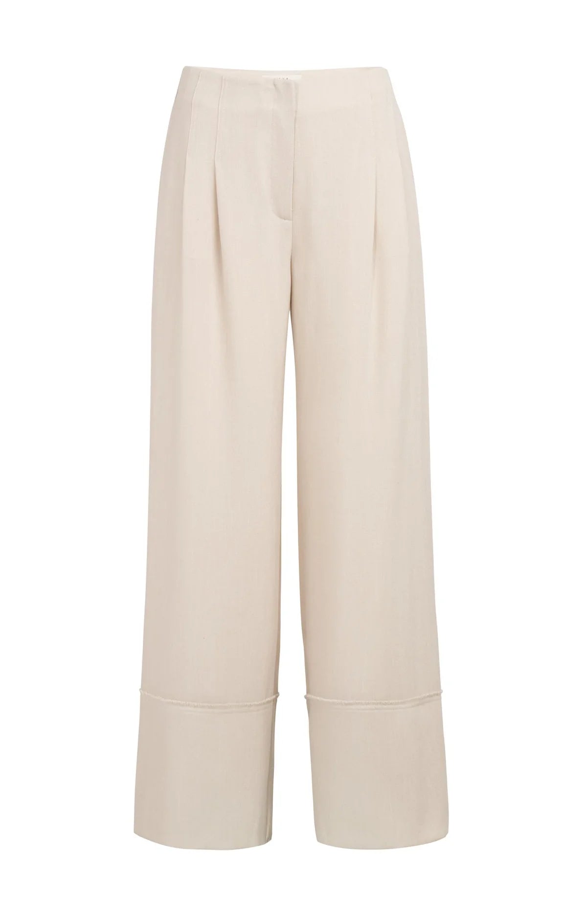 Linen Blend Wide Leg Fringe Trousers - Yaya