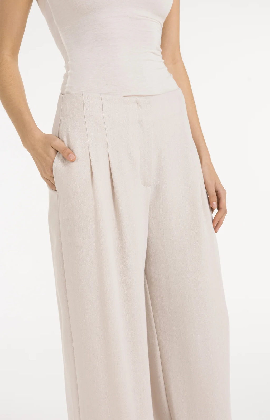 Linen Blend Wide Leg Fringe Trousers - Yaya