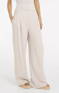 Linen Blend Trousers with Wide Legs and Fringed Details Yaya