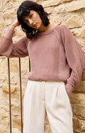 Mesh-Stitch Knitted Sweater with Raglan Sleeves Yaya