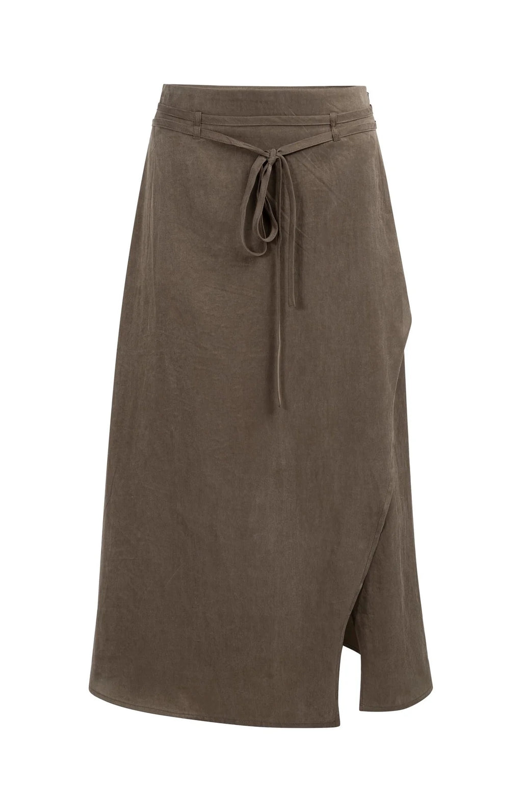 Midi Skirt with Wrap Effect and Tie Belt Yaya