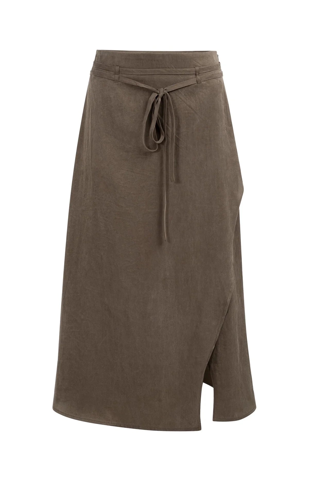 Midi Skirt with Wrap Effect and Tie Belt Yaya