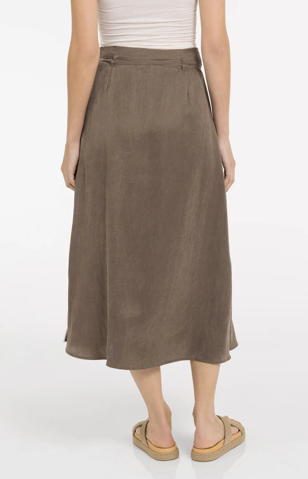 Midi Skirt with Wrap Effect and Tie Belt Yaya
