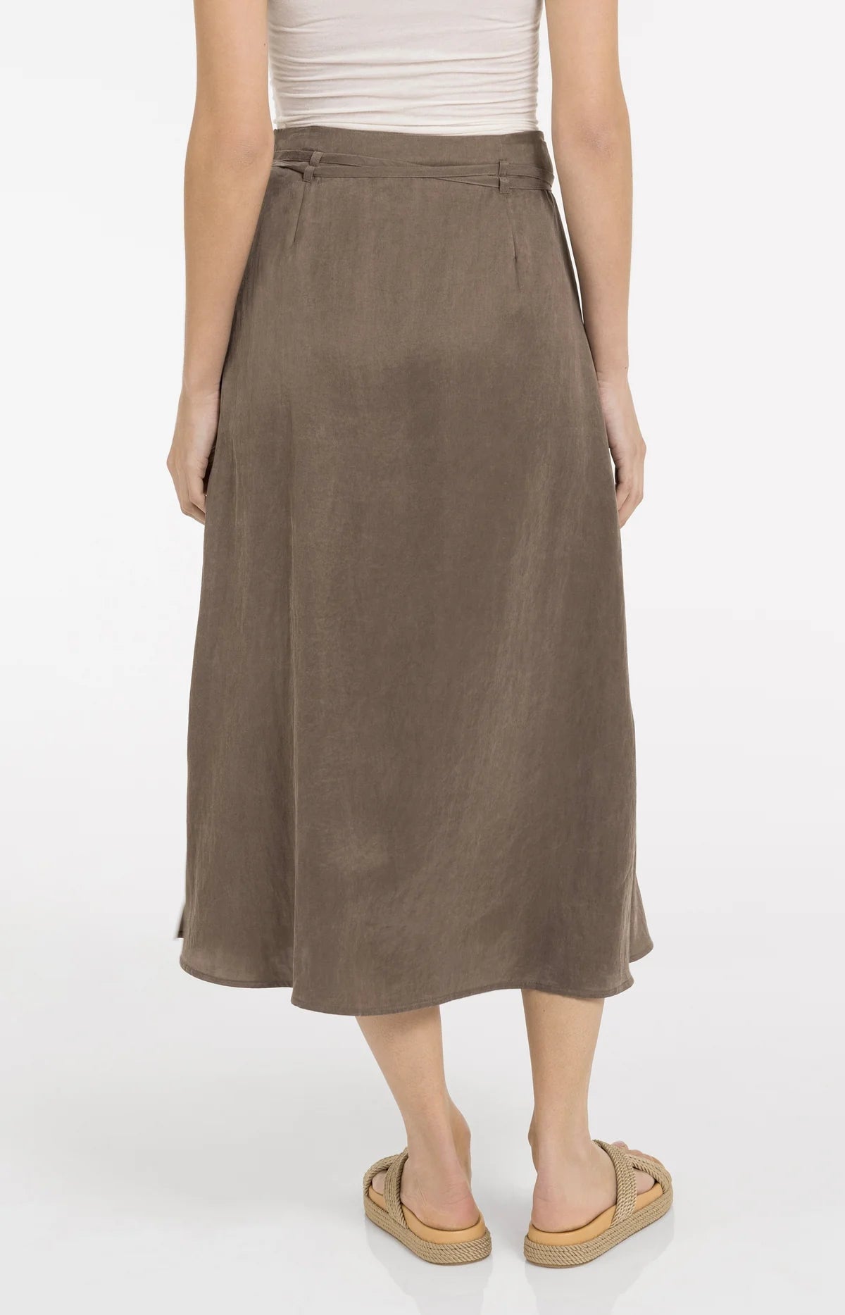 Midi Skirt with Wrap Effect and Tie Belt Yaya