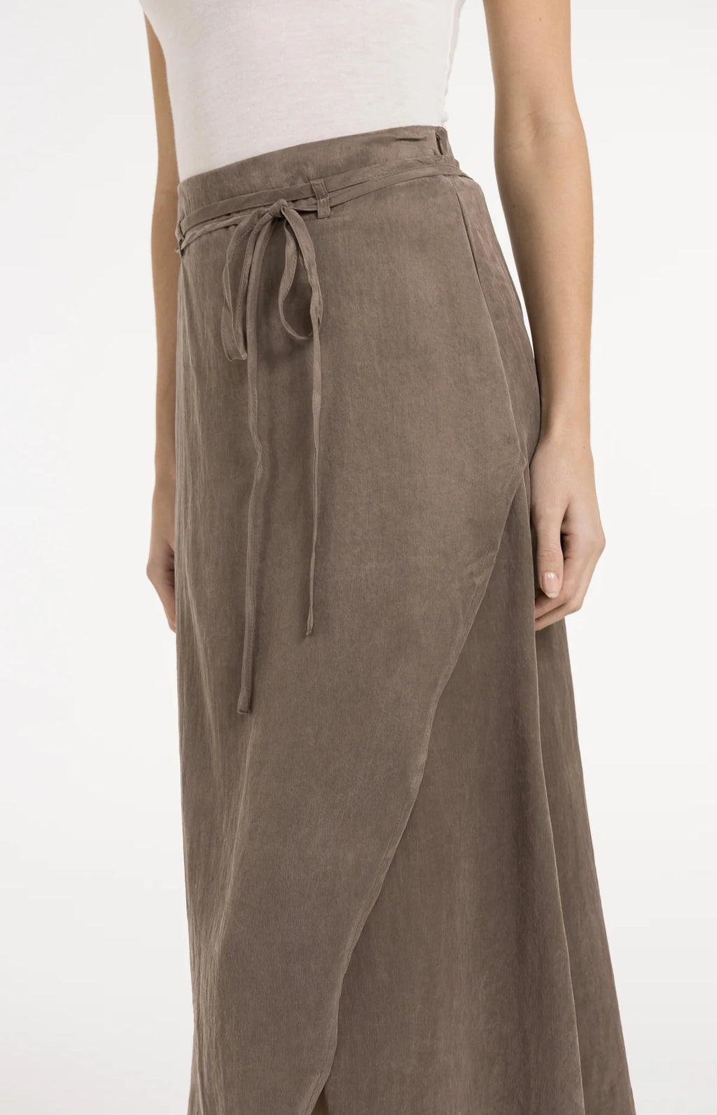 Midi Skirt with Wrap Effect and Tie Belt Yaya