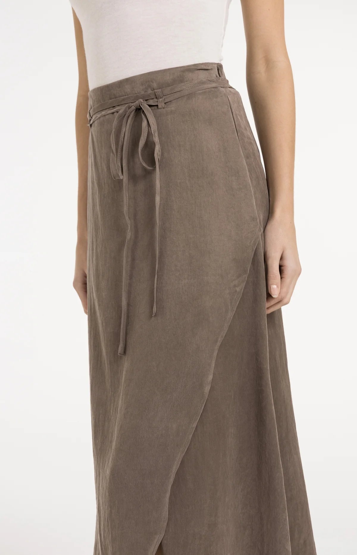 Midi Skirt with Wrap Effect and Tie Belt Yaya