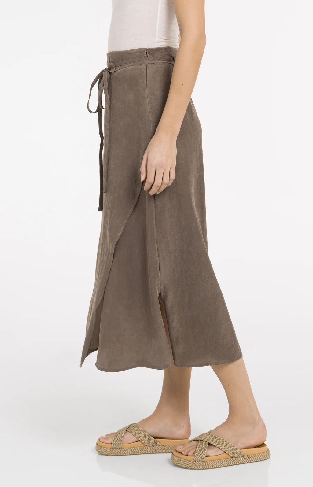Midi Skirt with Wrap Effect and Tie Belt Yaya