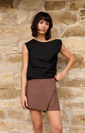 Sleeveless Top with Twisted Shoulder Detail Yaya