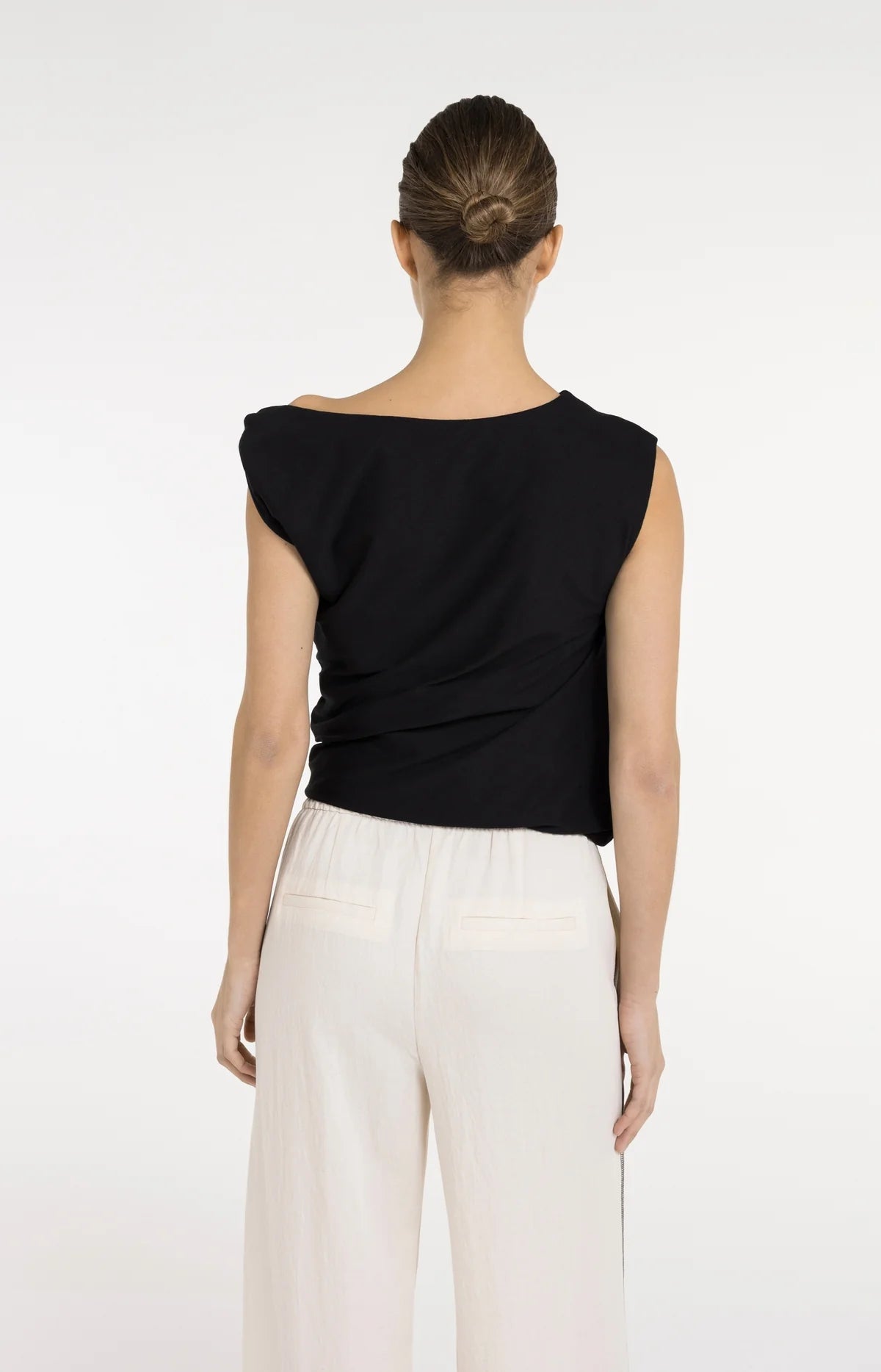 Sleeveless Top with Twisted Shoulder Detail Yaya