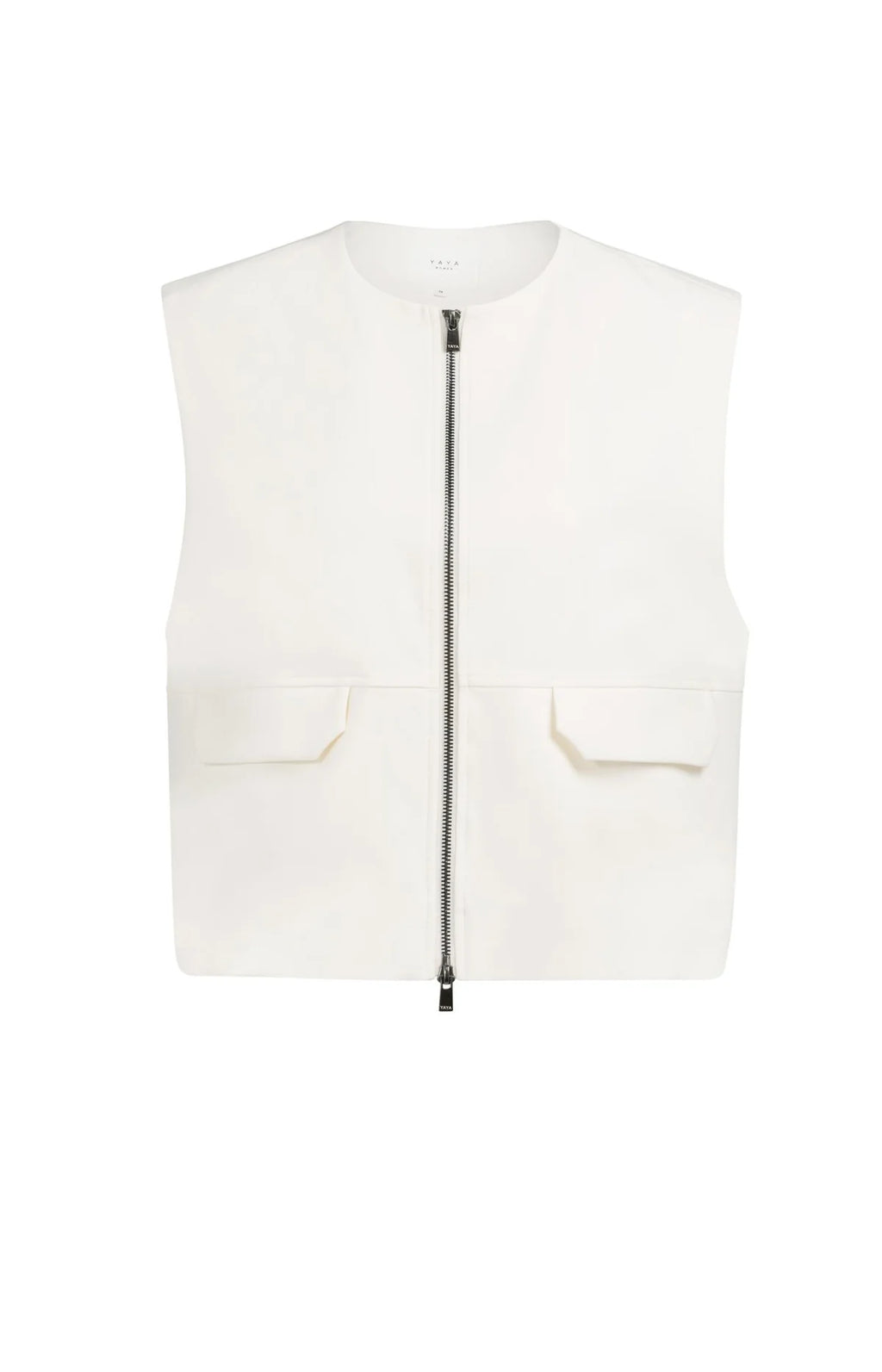 Sleeveless Woven Jacket with Balloon-Shaped Hem Yaya