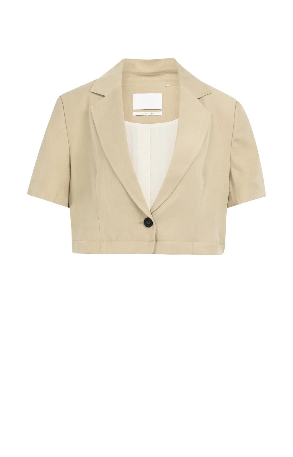 Woven Blazer with Short Sleeves and Detachable Zip Hem Yaya