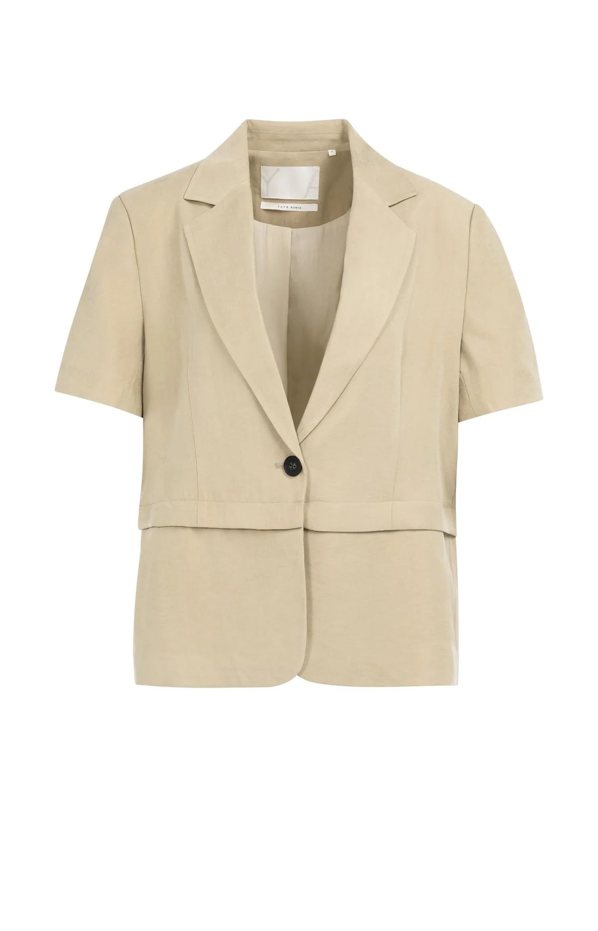 Woven Blazer with Short Sleeves and Detachable Zip Hem Yaya