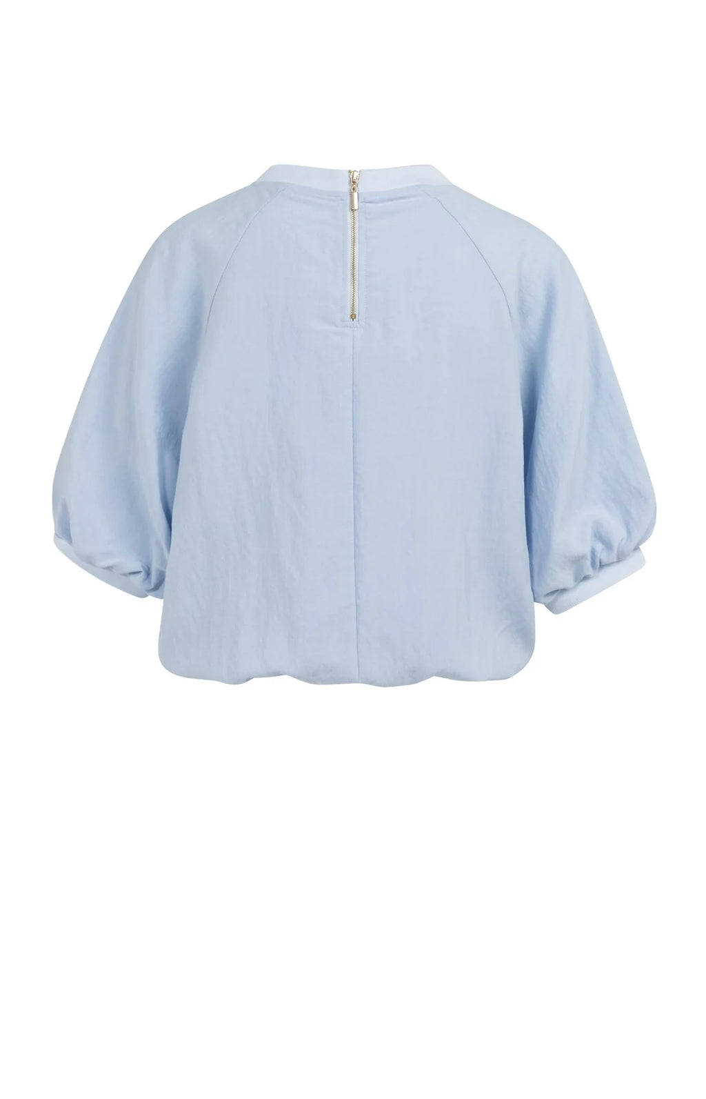 Woven T-Shirt with Balloon Sleeves and Zip Yaya