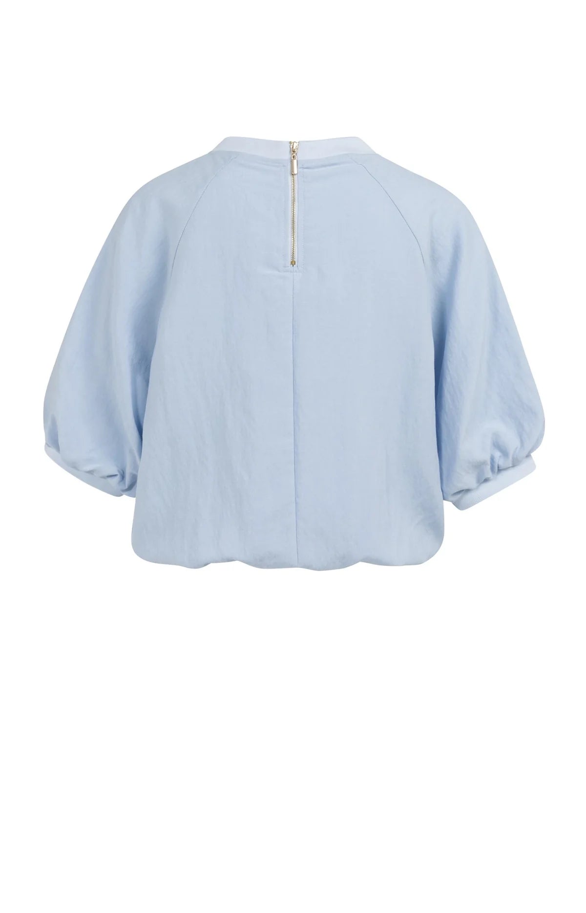 Woven T-Shirt with Balloon Sleeves and Zip Yaya