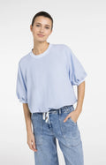 Woven T-Shirt with Balloon Sleeves and Zip Yaya