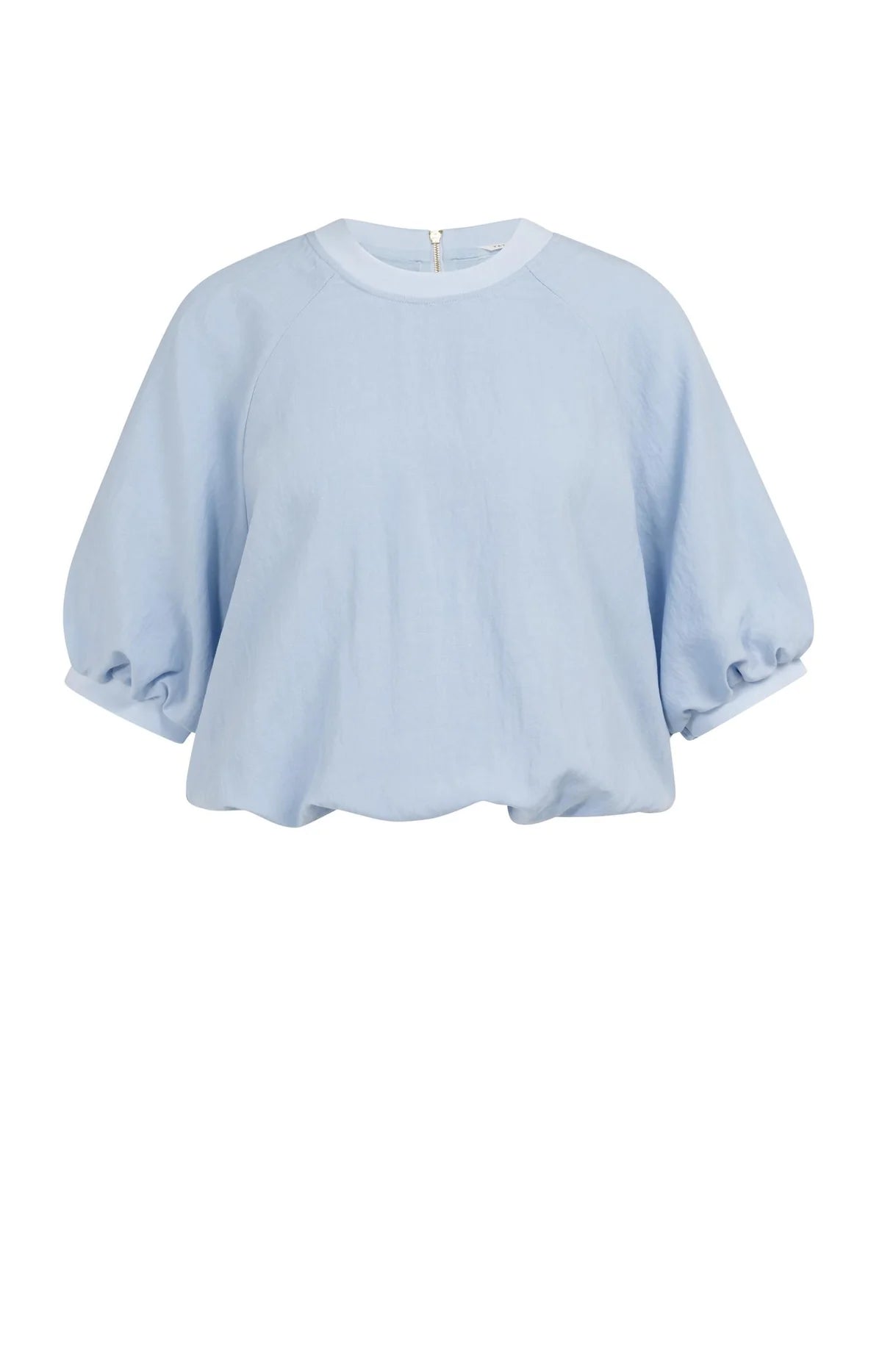 Woven T-Shirt with Balloon Sleeves and Zip Yaya